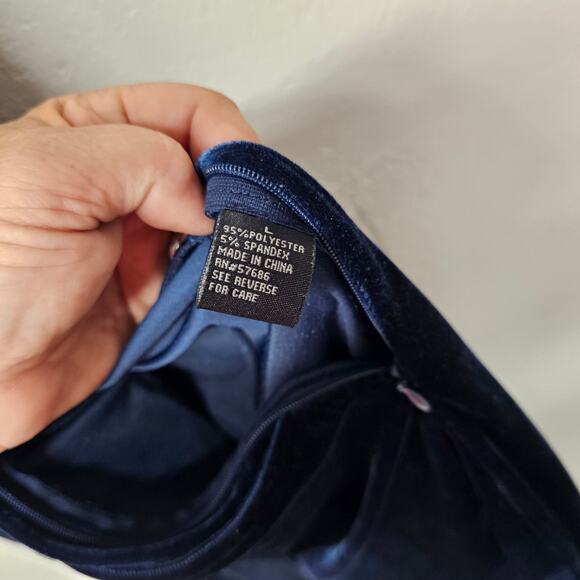 Toxik3 Womens Jumpsuit Large Velvet Y2K Royal Blue Holiday Skinny Fit Catsuit - Picture 6 of 9